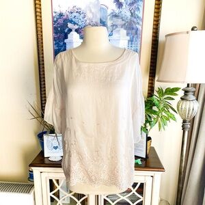 Via Signoria Women’s Embroidered Silk Blouse Size M